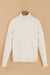 Beige fleece lined turtleneck knit sweater