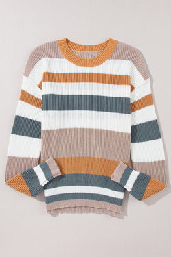 Classic sweater in color block with round neck