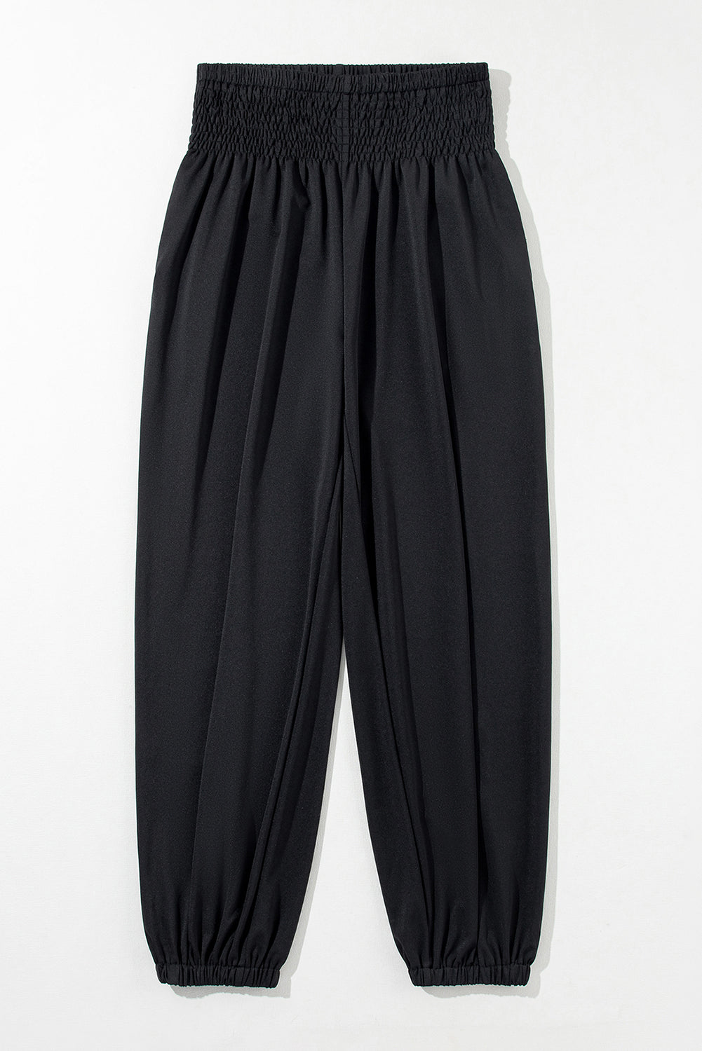 Pantalon de jogging taille haute smocké noir