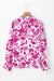 Pink blouse with floral print and ruffle sleeves with lock hole on the back