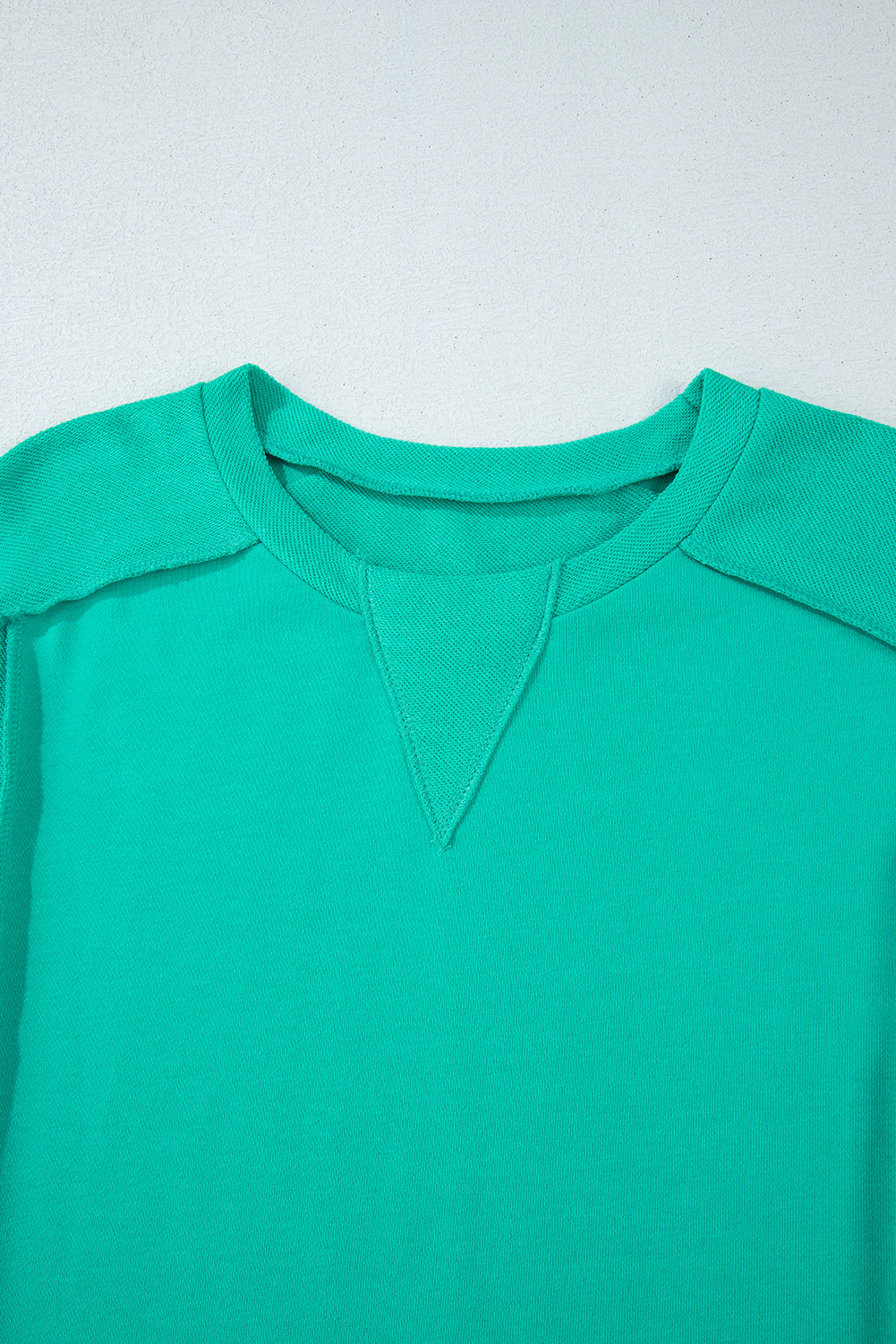 Mint Green Splicing Round Neck Pullover Sweatshirt