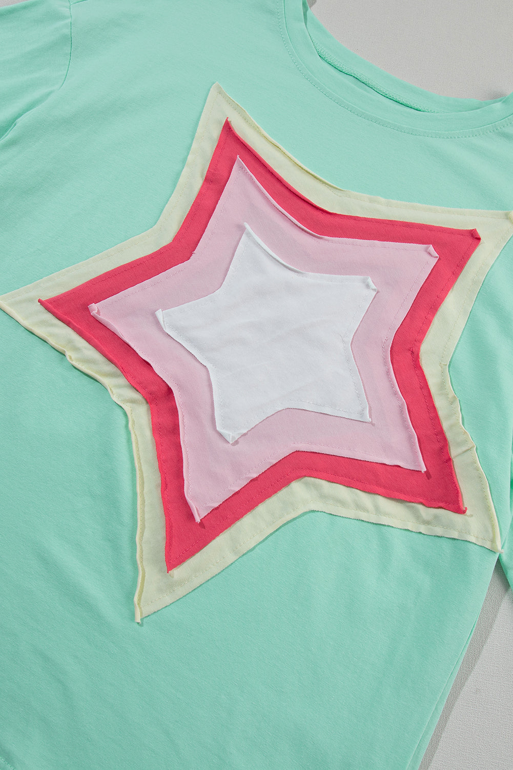 Moonlight Jade Colorblock Star Star Patch a mezza manica oversize