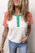 Camiseta Henley Textured con raglan y bloque de color mangas blancas