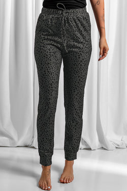 Pantalones de jogging de leopardo negros y ventos