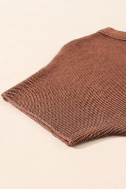 Short -sleeved coffee sweater *