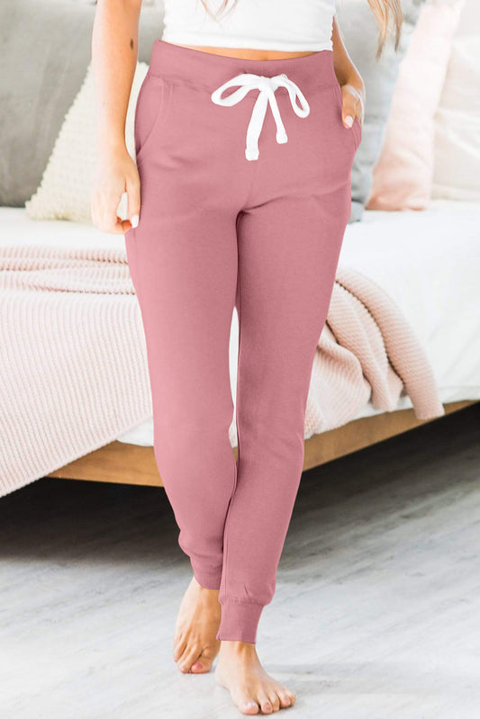 Pantalon de jogging fushia avec poches et cordon de serrage à la taille