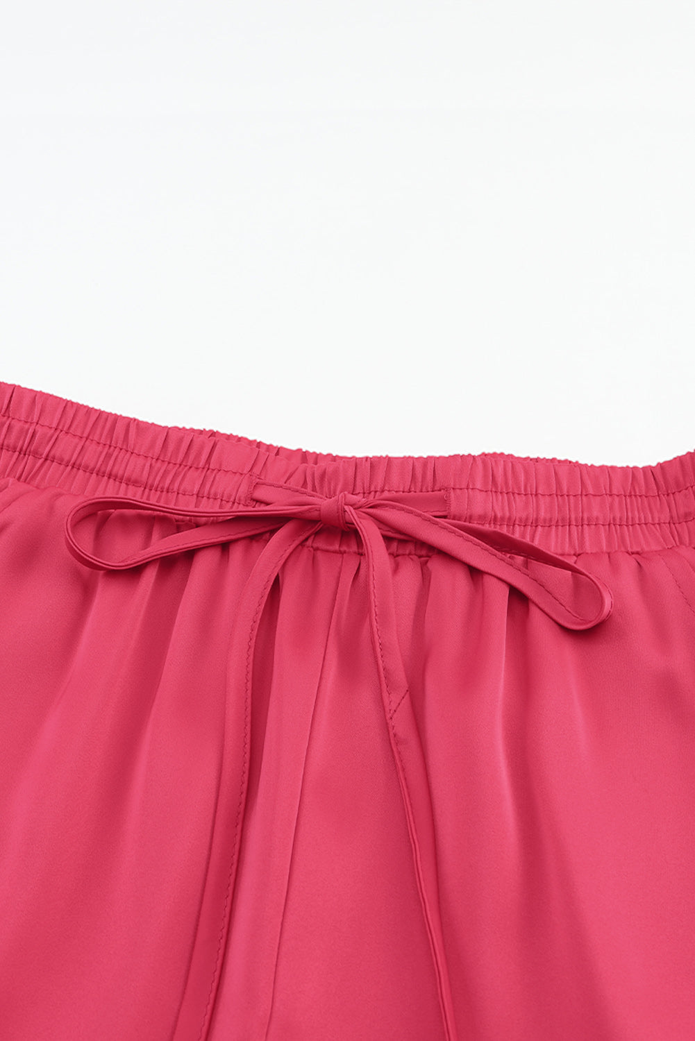 Rose Satin Pocketed Drawstring Elastic Waist Pants