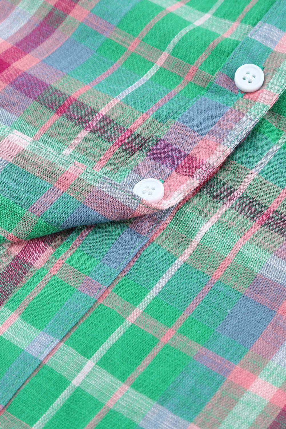 Chemise divisée à manches longues à plaid vert