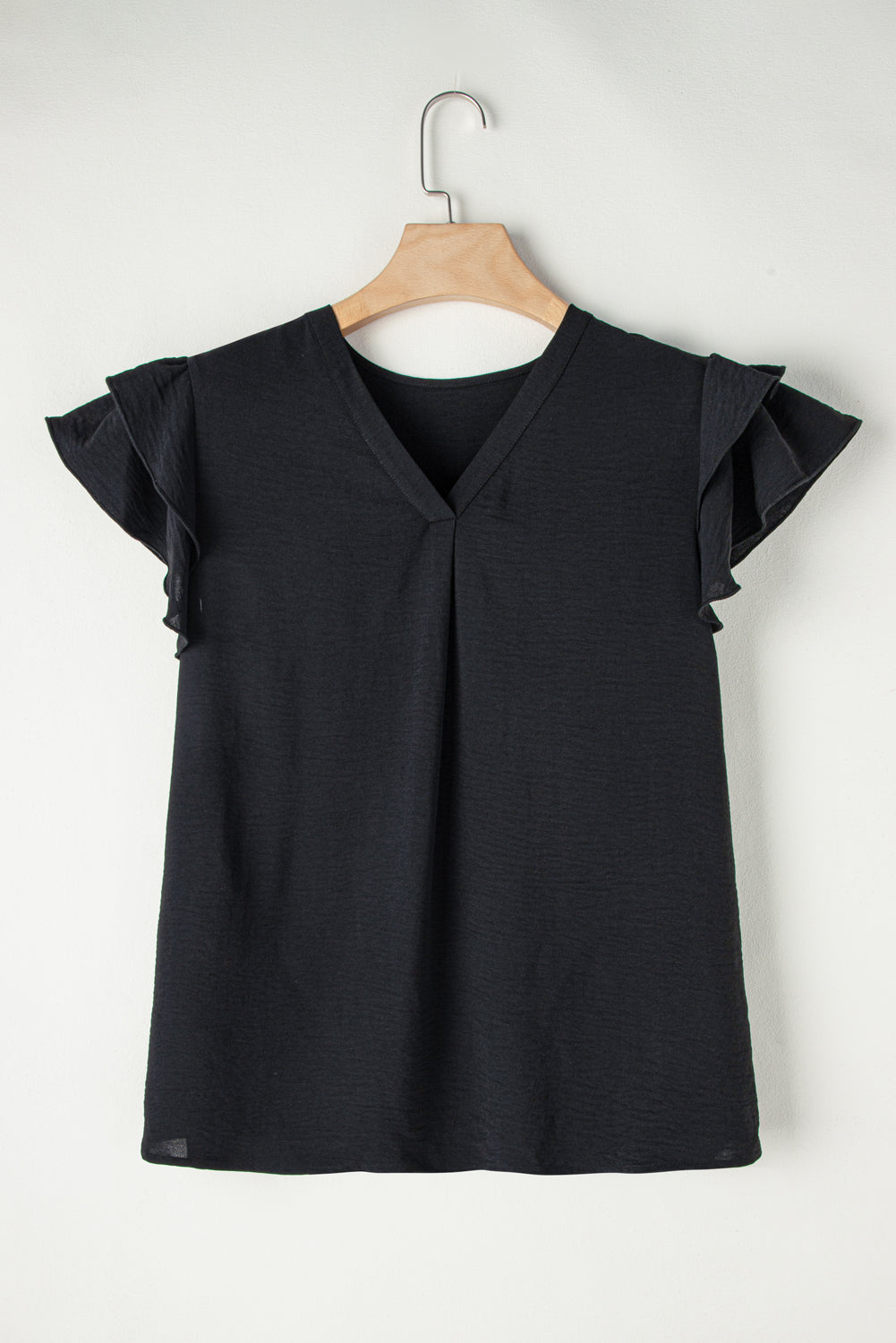 Black Black Short Short Manleve Neck Blouse