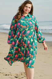 Large horses printed midi dress *