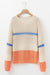 Comfortable falling with drooping shoulders and beige color block stripes