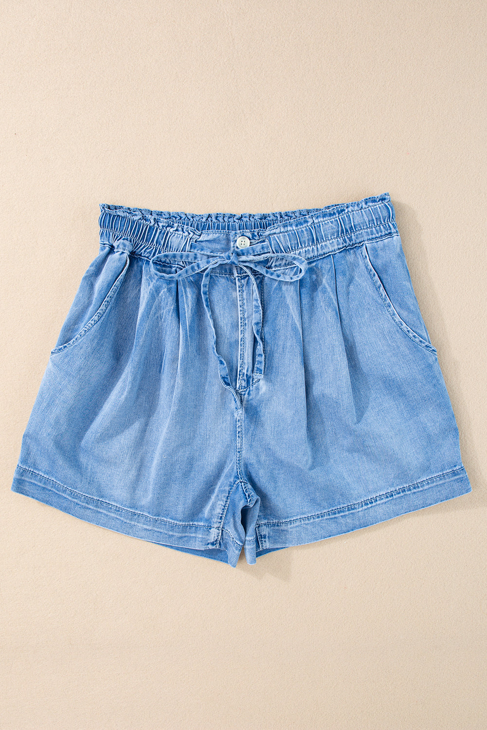 Beau Blue Chambray Drawstring Casual Shorts