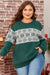 Pull de Noël vert à motif de flocon de neige et épaules tombantes, grande taille