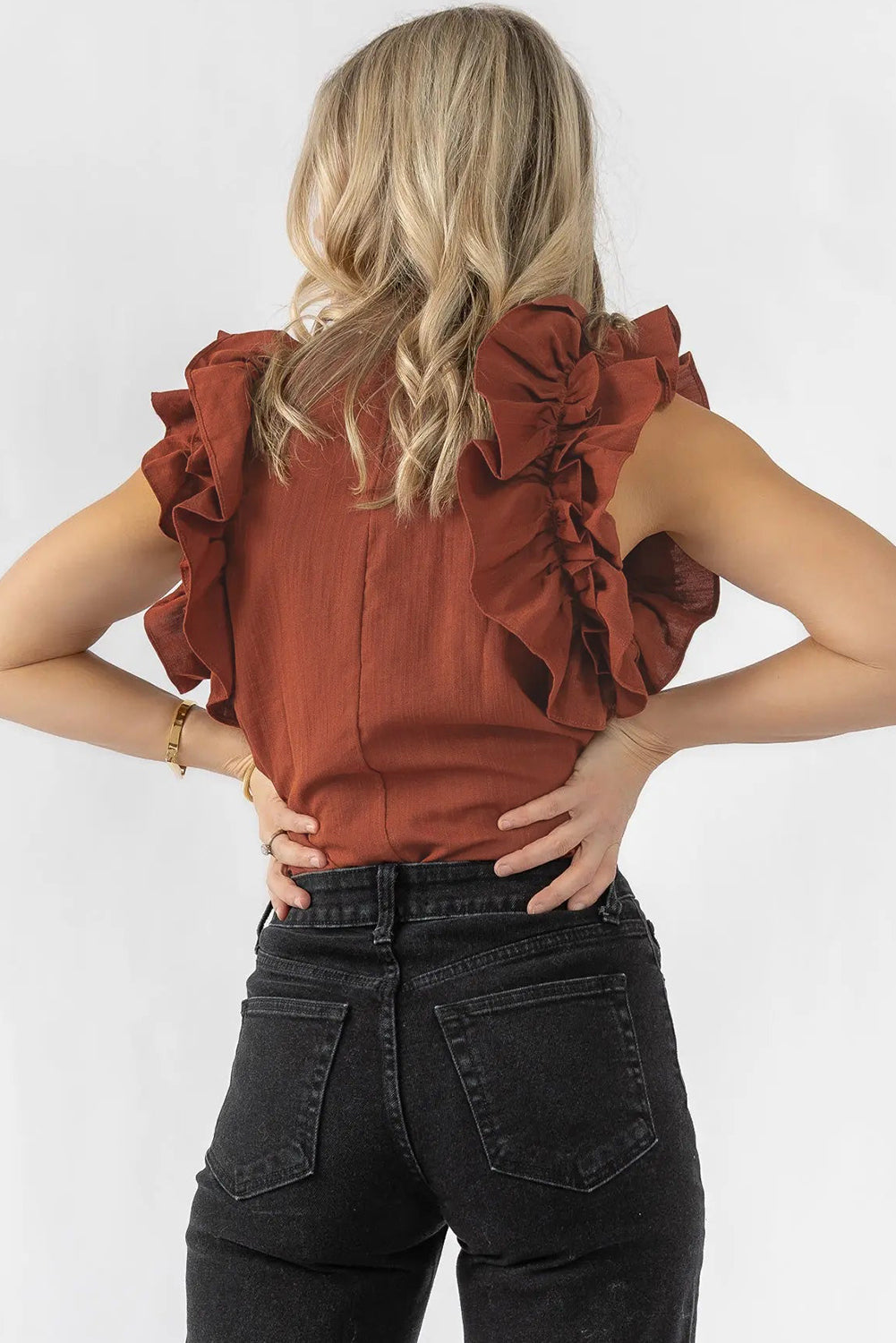 Blusa sin mangas de moldura de sándalo rojo