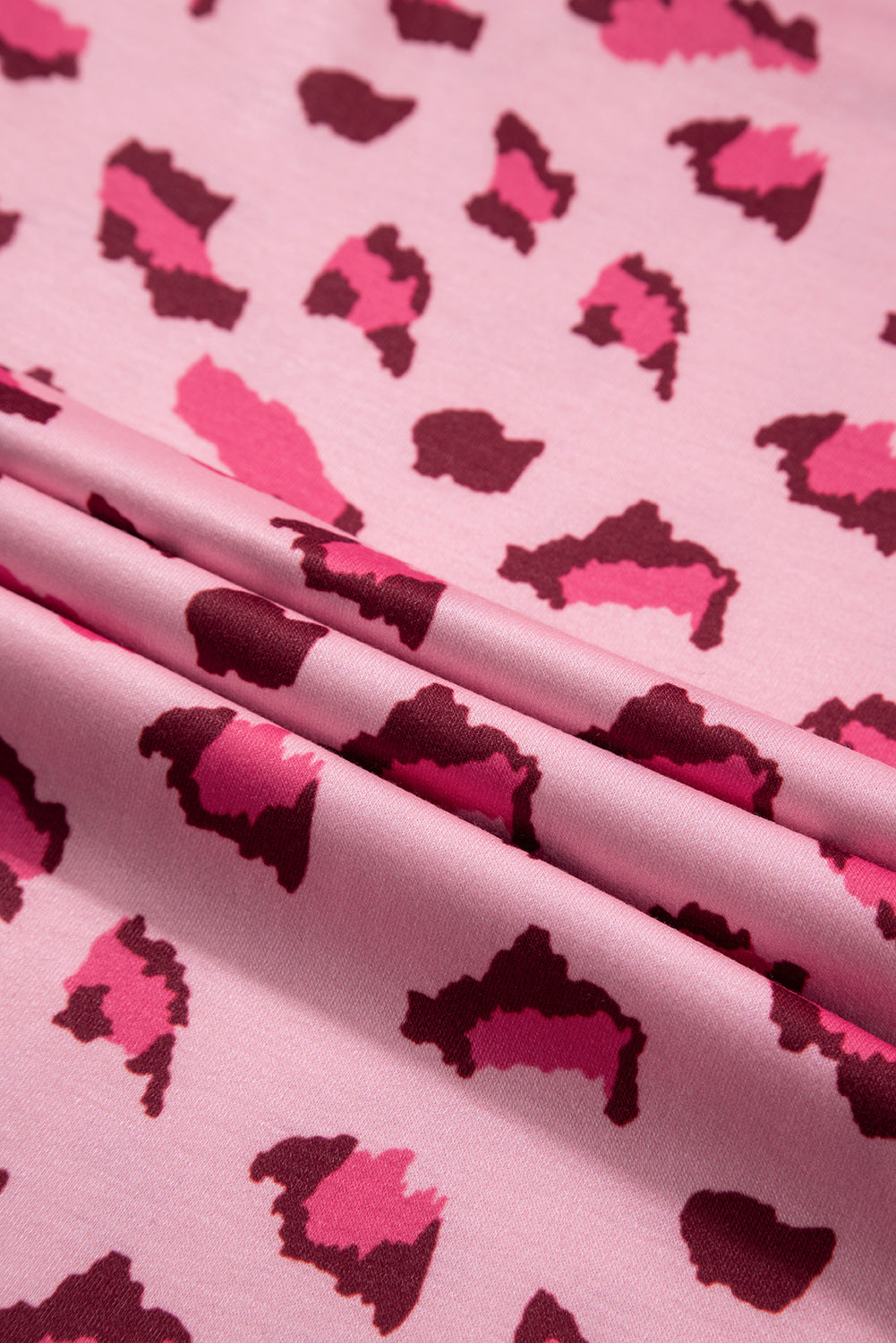 Pink Animal Print Stitching Loose Long Sleeve Top