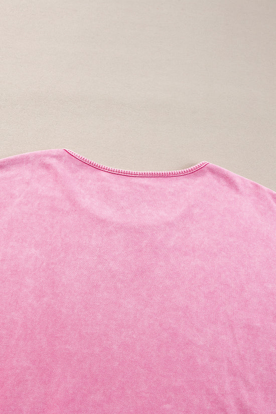 Sudadera de cuello redondo Rose con hombro caída y gran lavado de minerales