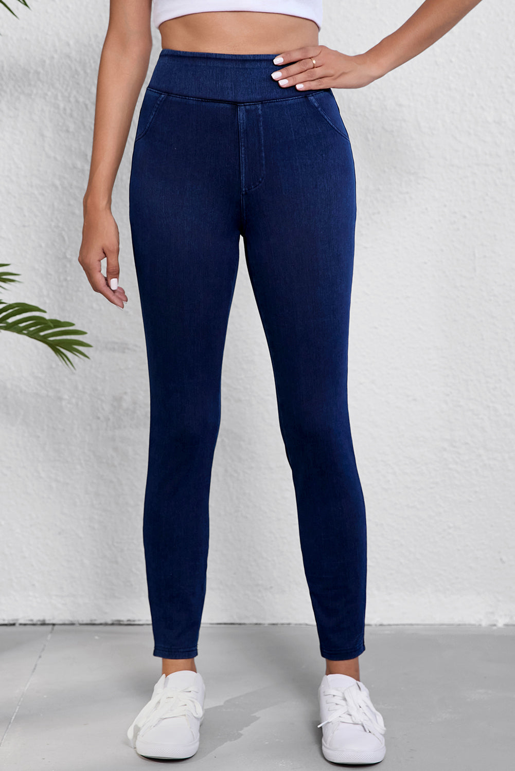 Ashleigh Blue Solid Color High Waist Stretch Slim Jeggings