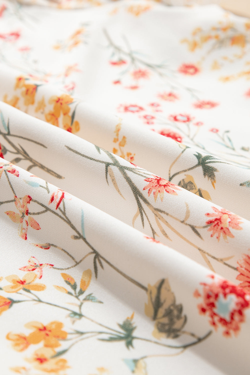 Blouse beige à manches courtes et bordure en dentelle florale Boho