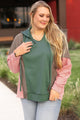 Breen Patchwork Colorblock V-Neck Plus Size Hoodie