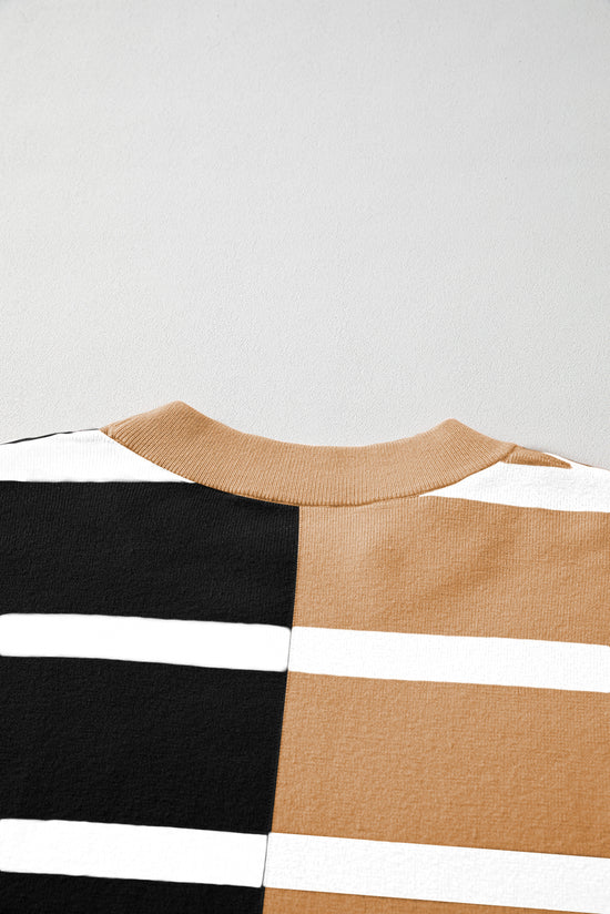 Color Block beige over-dimensional sweater *