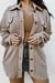 Plus Size Smoke Grey Solid Corduroy Long Sleeve Jacket