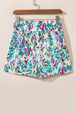 Light Blue Leopard High Waisted Sports Shorts