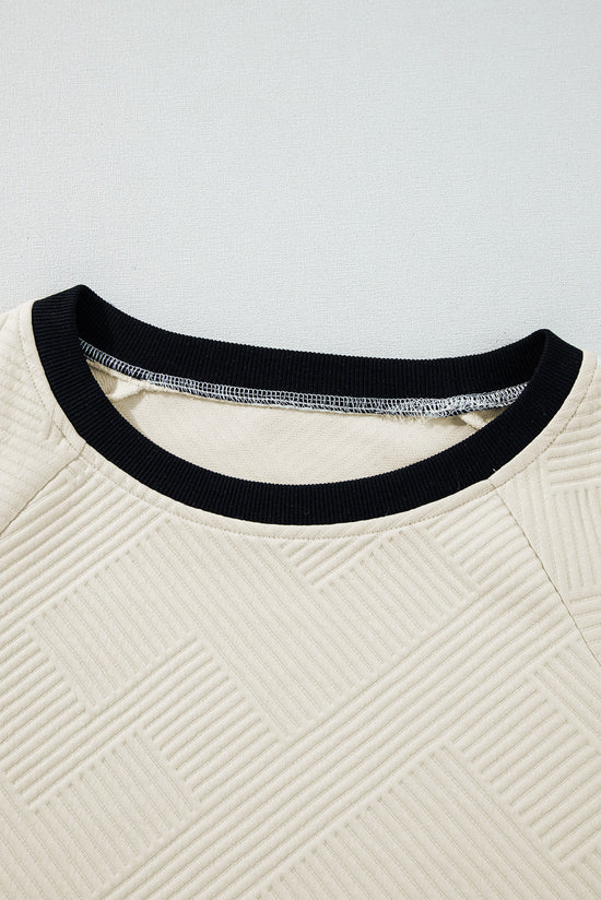 Jet Stream Color Block Edge Raglan Sleeve Crew Neck Top