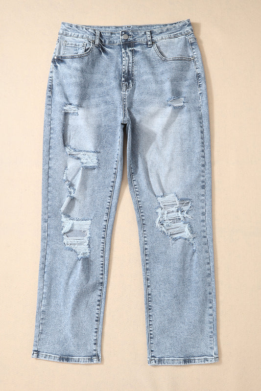 Sky Blue Light Wash Jeans Slim Fit High