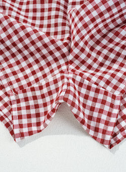 High waist shorts Vichy print Red tiles *