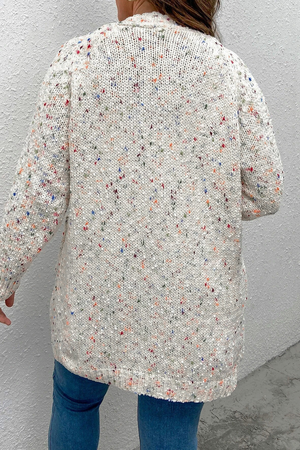 Cardigan ouvert sur le devant avec confettis pop-corn arc-en-ciel blanc-A WOMAN WE LOVE