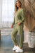 Laurel Green Waffle Knit Long Sleeve Drawstring Top Jogging Set