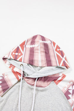 Double hooded hoodie and western Aztec print