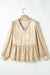 Golden babydoll blouse with ruffles and puffing sleeve collar *