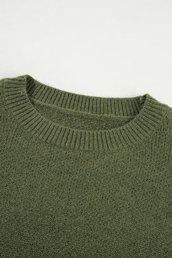 Pull vert mousse à épaules tombantes et manches fleuries