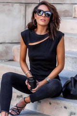 Black T-shirt with Slash handling and cuts