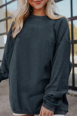 Sweat oversize en velours côtelé gris foncé