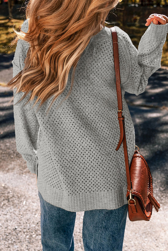 Light -gray Light gray sweater and drooping shoulders with eyelets