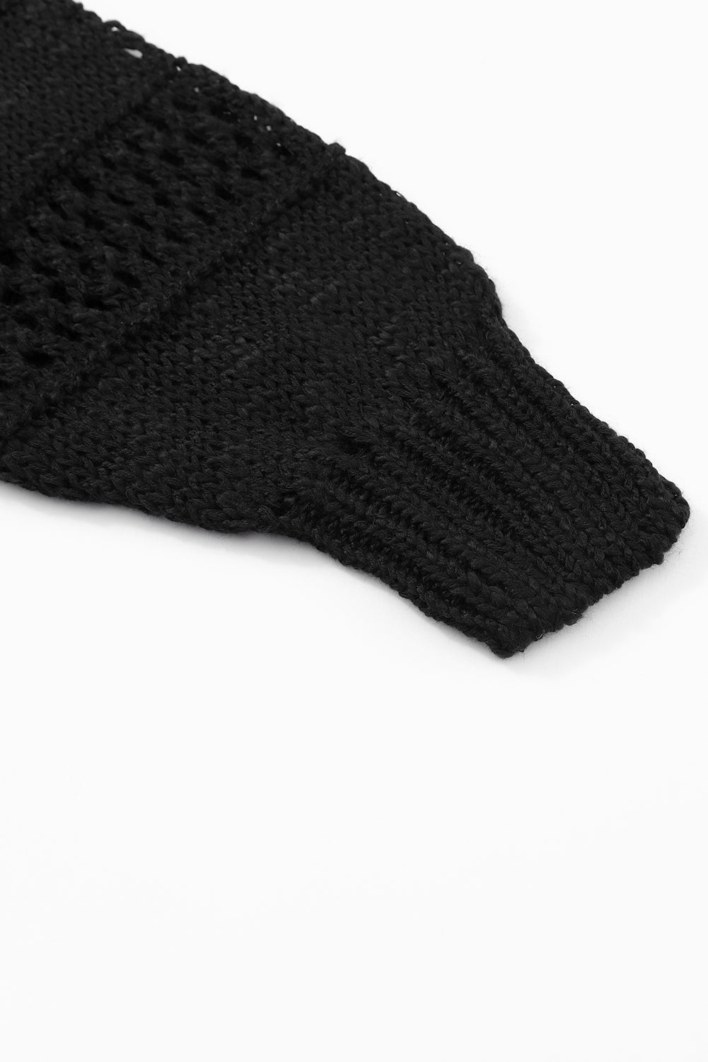 Cardigan décontracté noir à manches dolman en tricot creux-A WOMAN WE LOVE