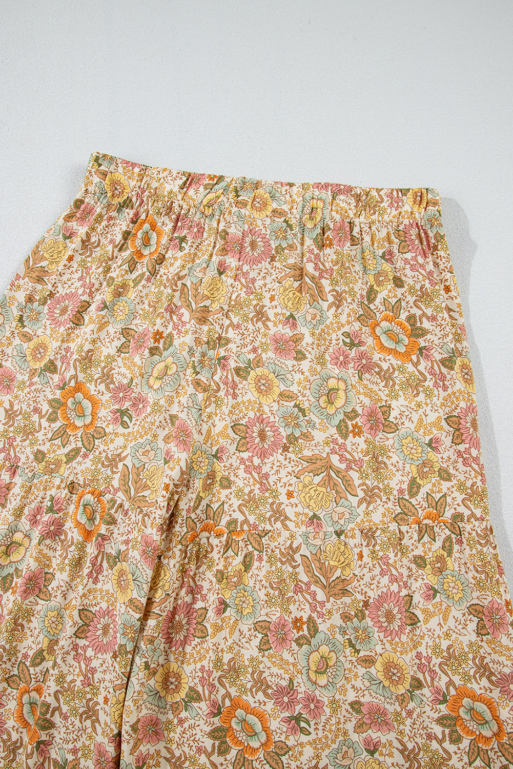 Multicolor Boho Floral Patchwork Loose Fit Wide Leg Pants