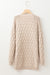 Jet Stream - Loose Cable Knit Cardigan with Side Pockets and Eyelets