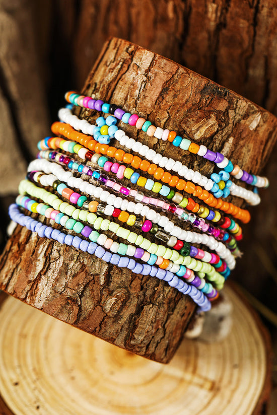 Ensemble de bracelets de cheville en perles multicouches de couleur aléatoire, fleur jaune