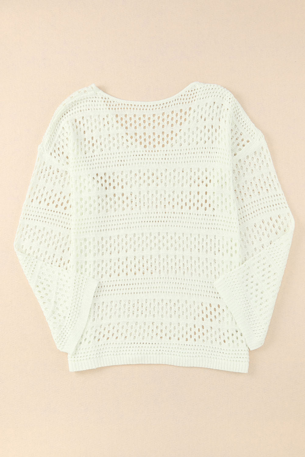 Pull blanc à col en V et crochet ajouré