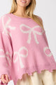 Sweater sweater in distress with pink pearl node pattern