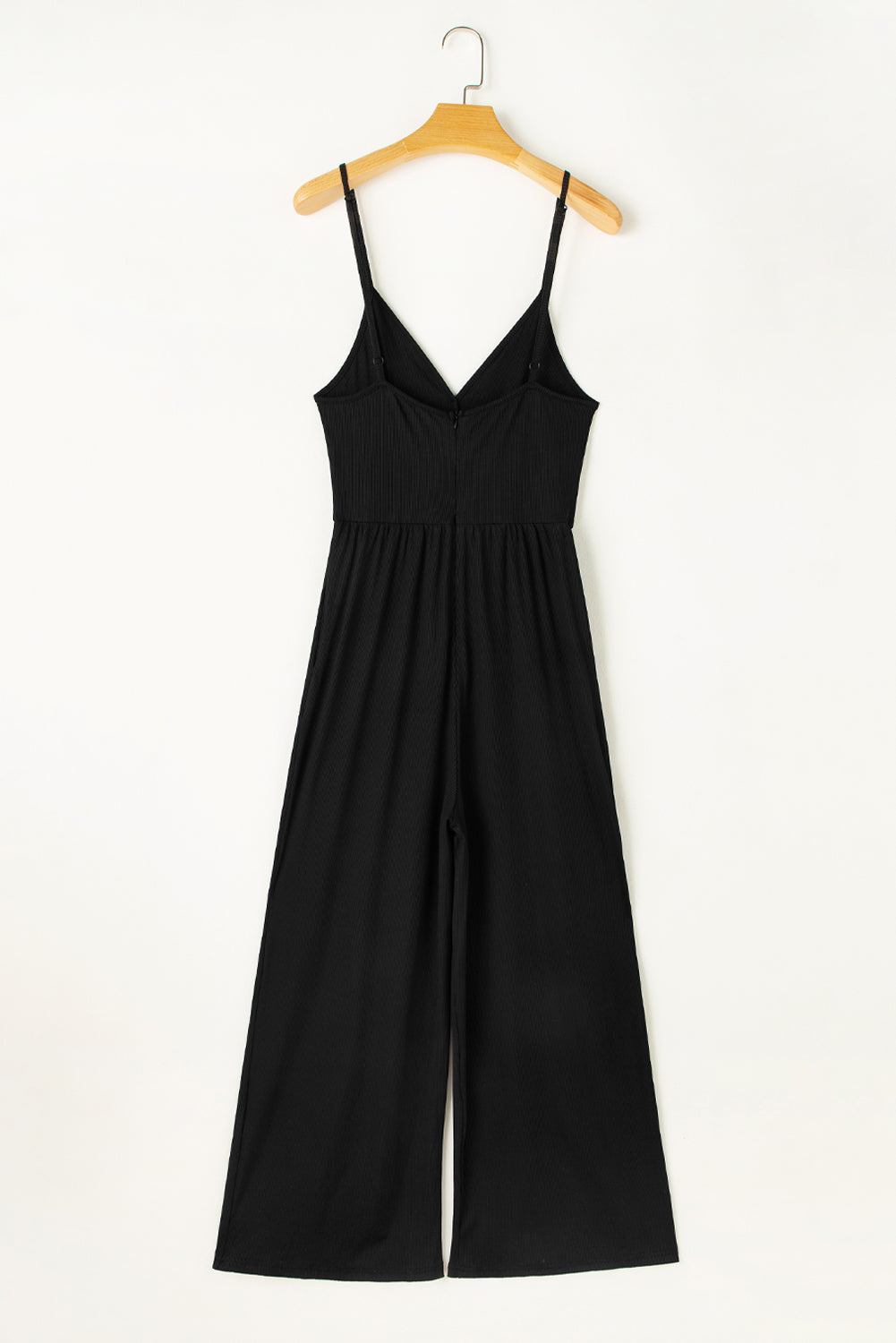 Schwarzer Weitbein hoher Taille sexy v Neck Cami Jumpsuit