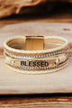 Bracelet beige à boucle tressée avec strass BLESSED