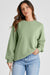 Solid Smoke Green Crew Neck Drop Shoulder Sweatshirt