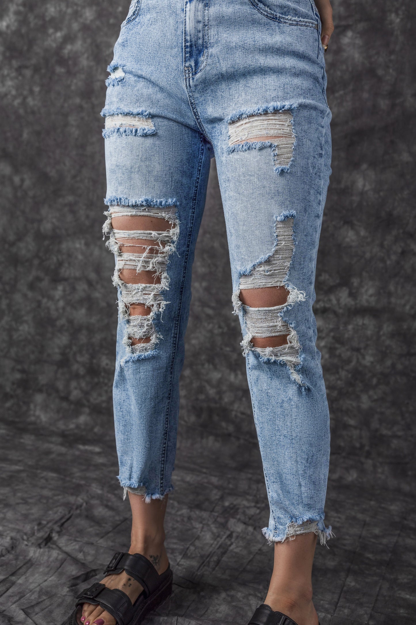 Jeans de ajuste delgado de ácido azul cielo