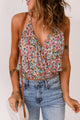 Multicolor Floral Wrapped V-Neck Tank Top