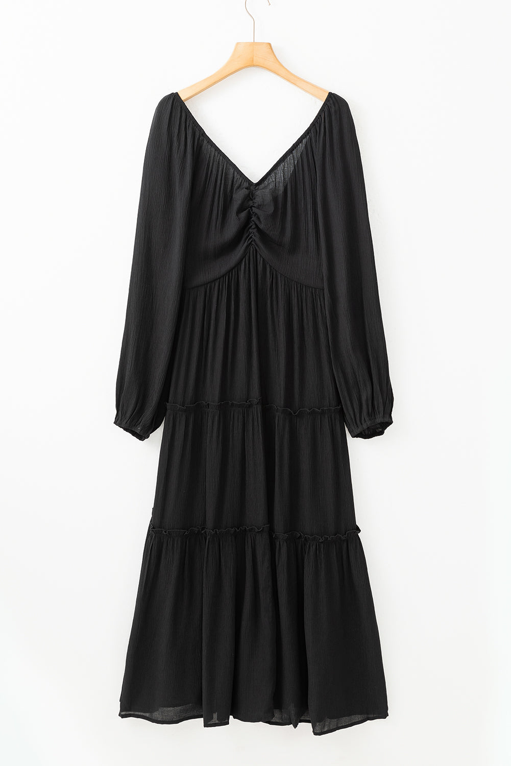 Black V Neck Bowknot ritaglio maxi vestito a livello