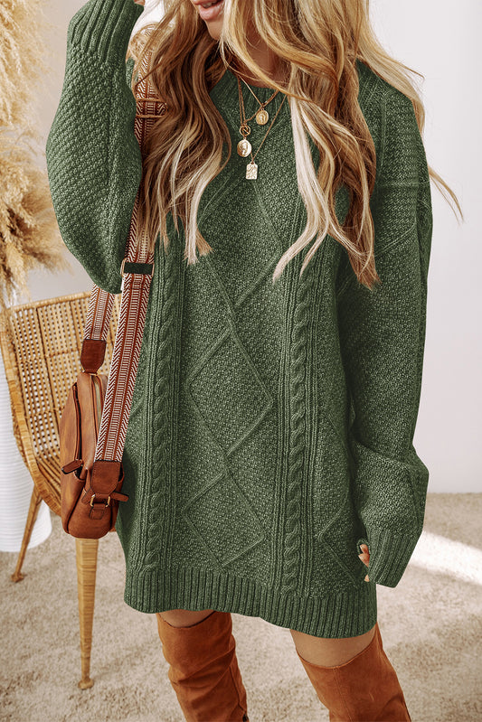 Mist Cable Green Tricot Drop Bounder Ajustement Robe Pull